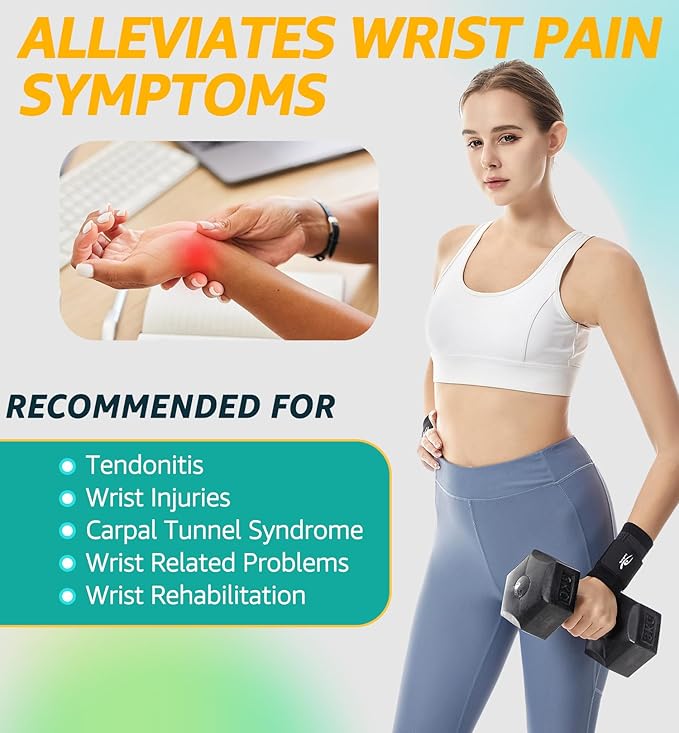 HiRui Wrist Brace Wrist Wraps Compression Wrist Strap, Wrist Support for Work Fitness Weightlifting Sprains Tendonitis, Carpal Tunnel Arthritis, Pain Relief, Adjustable Wristbands 2 PACK (Black, S)