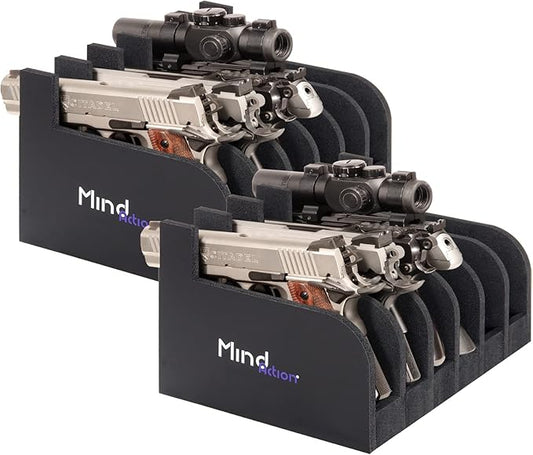 MIND&ACTION Foam Pistol Rack for Gun Safe, Gun Cabinet Accessories, Pistols Holder Storage Organizer, Revolver Firearm Handgun Rack Stand Display