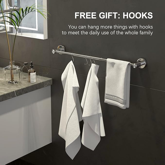 Adjustable Polished Chrome Towel Bar 16 to 27.6 Inch 304 Stainless