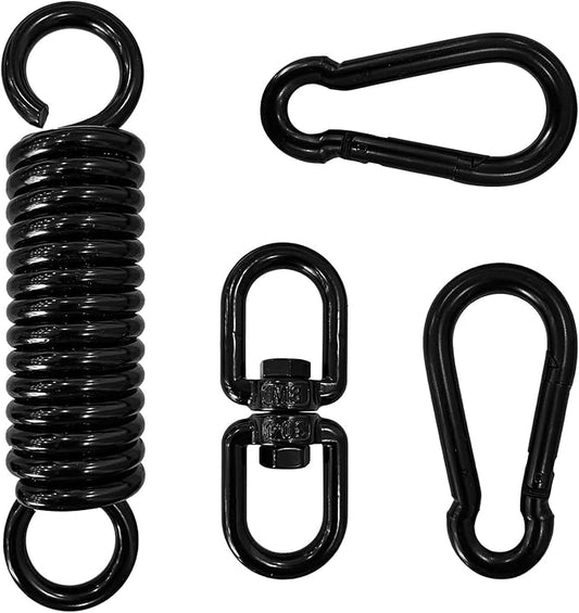 Heavy Bag Spring Punching Bag Hanging Kit with Swivel & 2 Carabiners, 360° Rotational Heavy Duty Punching Bag Hanger Mount Accessory for Boxing Bag, Heavy Bag, Gym Swing, Trapeze