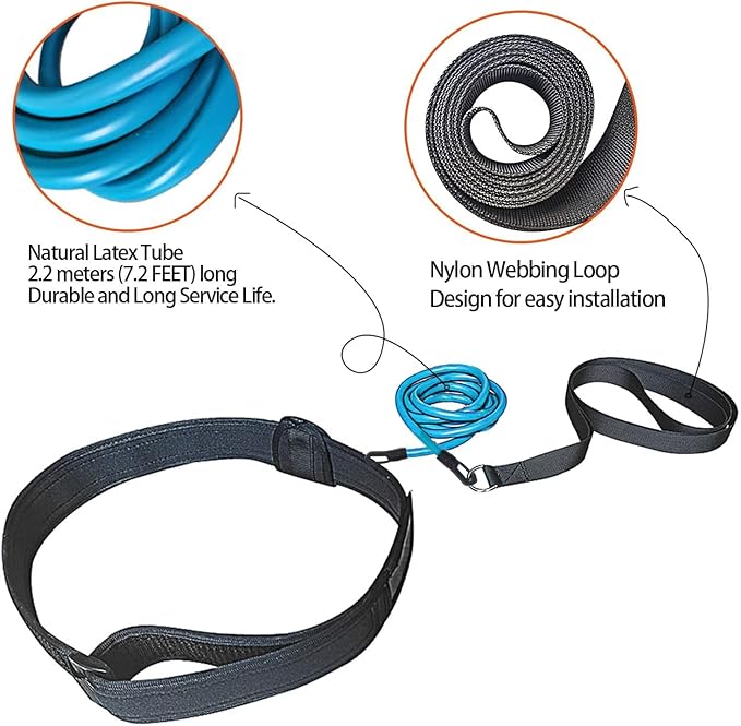 UCEDER Swim Tether Stationary Trainer, Resistance Belt with Bungee Cord, Pool Swim Training Harness for Exercise