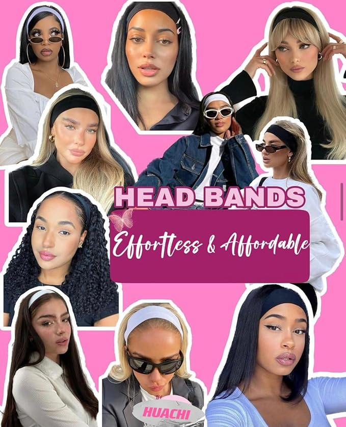 Headbands for Women Non Slip 16 Pack Elastic Sports Hair Bands for Women, Soft Cotton Cloth Headband for Workout Yoga Fashion Hair Accessories, Black White Gray Trendy Head Bands