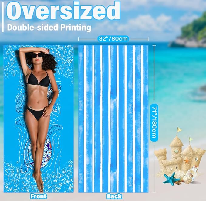 Lightweight Thin Microfiber Beach Towel Sand Free Quick