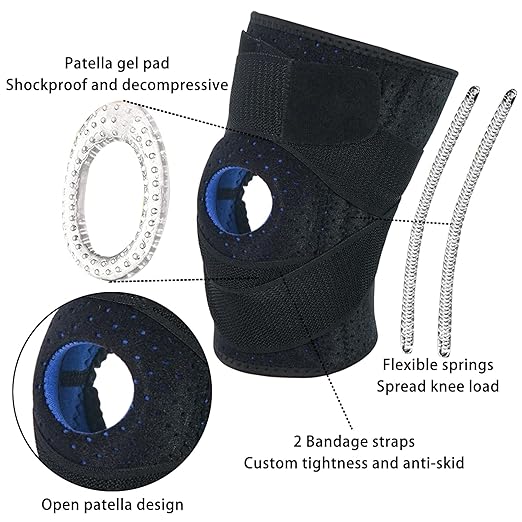 Luwint Youth Adult Neoprene Knee Brace, Open Patella Stabilizer with Adjustable Straps Knee Pads Support for Arthritis, ACL, Relieves Pain, Basketball, Sports, 1 Piece