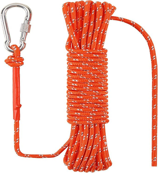 1/4 in (6mm) x 100 Ft (30Meter) Marine Floating Rope for Boating, Fishing, Rafting, Camping, Hiking, Hunting, Anchor, Mooring, Dock Lines, Kayak, Canoe, Rescuing Reflective Orange