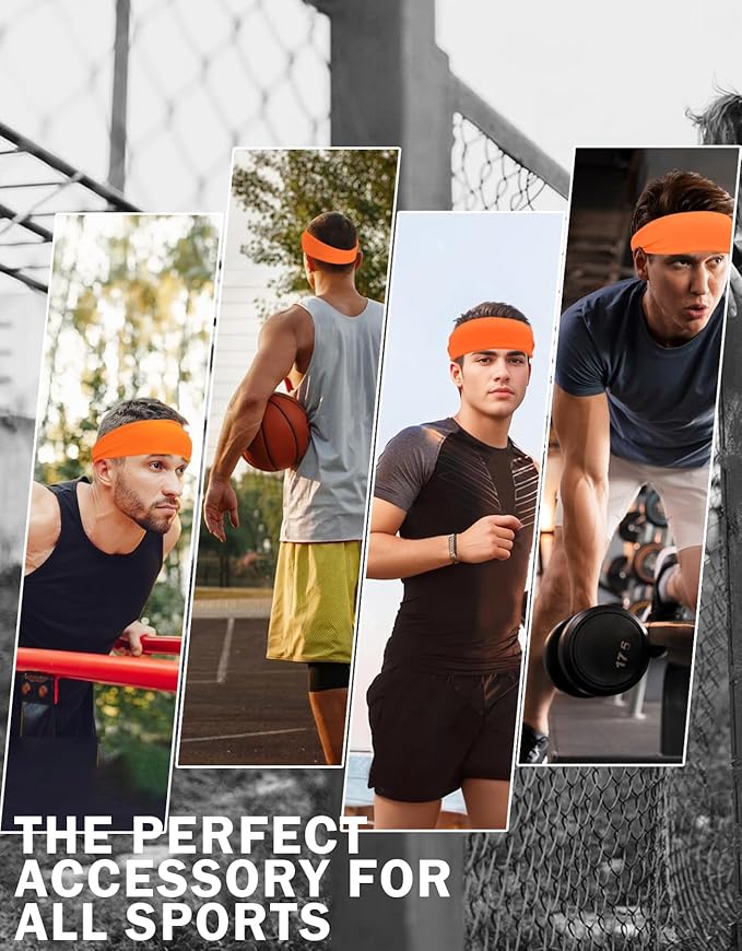 Headbands for Men & Women, Sweat Headband Non-Slip Sweatband Sports Running Cycling Yoga Basketball Workout Football Training