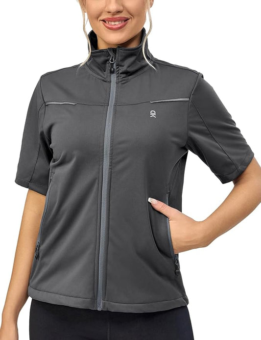 Little Donkey Andy Women's Short Sleeve Jacket Windproof Lightweight Vest for Golf Hiking Running