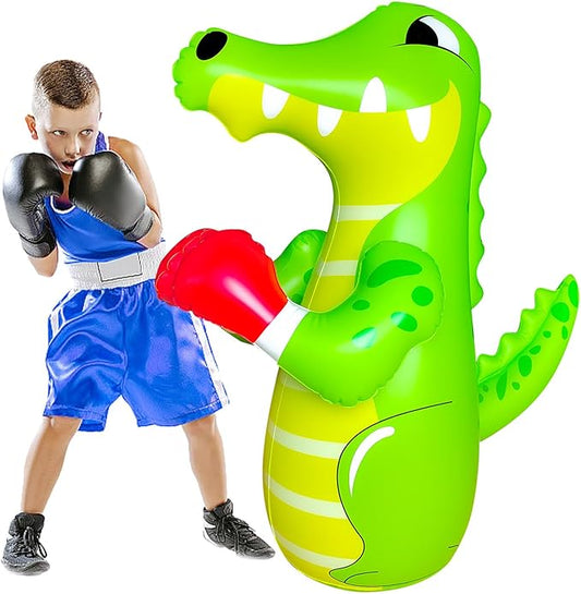 47" Punching Bag for Kids 3-8 Toddler Boxing Bag Inflatable Dinosaur Bopper Birthday Presents for Boys & Girls Sports Toys Outdoor Activities Yard Games