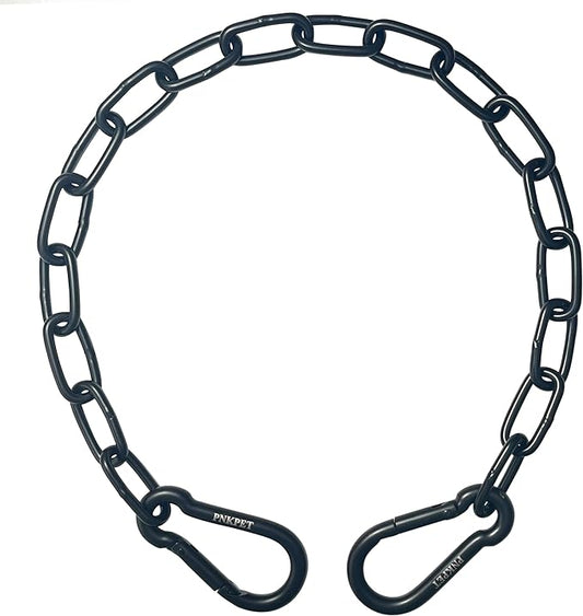 304 Stainless Steel Gate Chain 550lbs Capacity - 32" x 5/32" with M7 Carabiners, Chain Link Gate Latch for Outdoor Fence Livestock,Safety Hanging Metal Chain with 2 Carabiners, Black