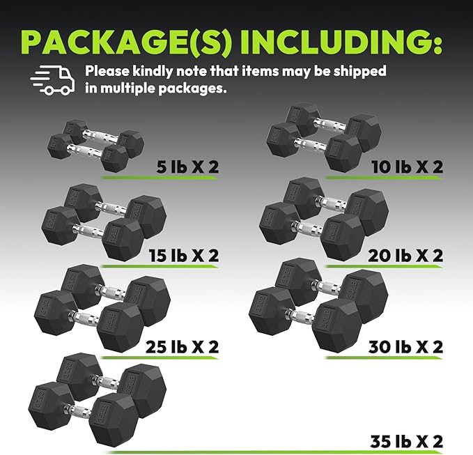 Hex Dumbbell Set, 30-480 lb Set Rubber Encased Exercise & Fitness Dumbbells, Weights Dumbbells Set, Hand Weight for Strength Training