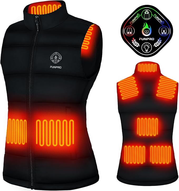 Heated Vest for Women, 5 in-1 Smart Controller, Lights-out Design, Lightweight (Battery Pack Not Included)