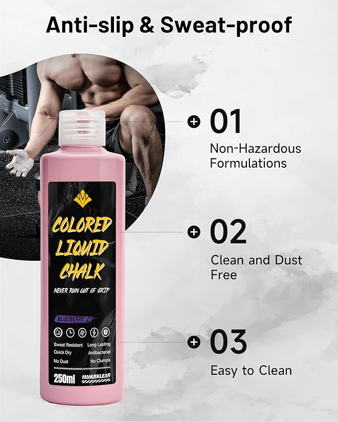 MANUEKLEAR 50/250ml Scented Gym Chalk Easy to Carry, Liquid Chalk Gym for Dry Hands and Enhance Grip, Lifting Chalk for Weightlifting, Gymnastics, Rock Climbing