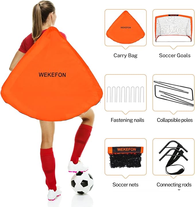 WEKEFON Soccer Goals 2 - 3.6'x2.7' Portable