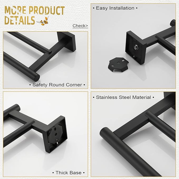 KOKOSIRI Towel Rails Bathroom Double Towel Bars Matte 32 Inch 2-Piece for 2 Pack B5005BK-L32-P2