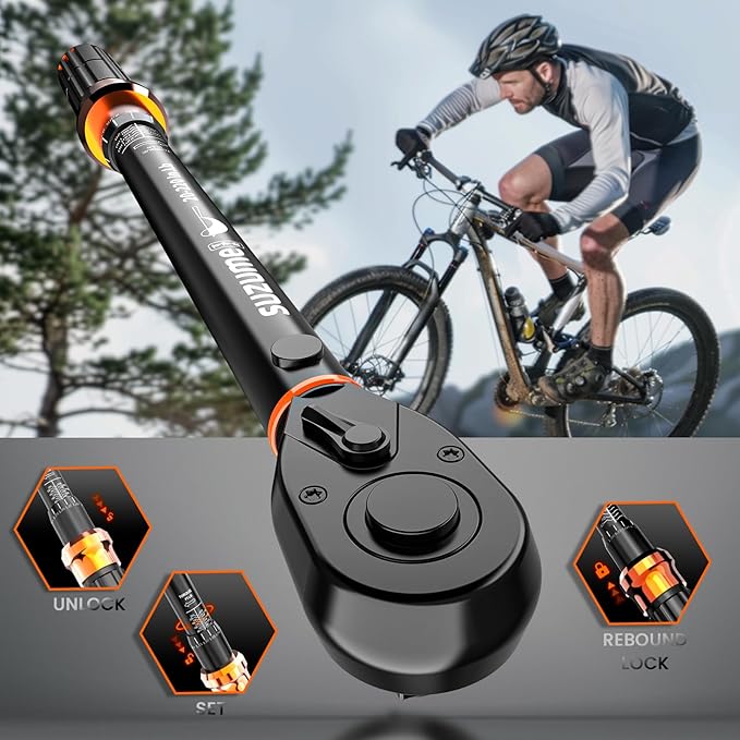 1/4-Inch Bike Torque Wrench 32PCS (20-220 in.lb/2.3-24.9 N.m) Reversible Head Dual-Scales 1/4 Torque Wrench 72 Tooth ±3% High Accuracy Click Torque Wrench Set For MTB Bicycle Maintenance