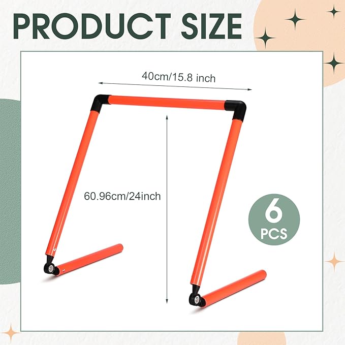6 Pcs 20/24 Inch Adjustable Speed Training Hurdles
