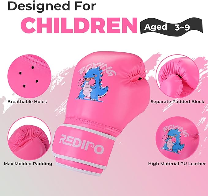 Kids Boxing Gloves, Youth Boxing Training Gloves for Kids 3-9 Year Boys and Girls, 4&6OZ Fighting Gloves, Punching Bag Kickboxing Thai Mitts MMA Training Sparring Gloves