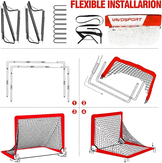 Kids Soccer Goals for Backyard Set - 2 4' x 3' Portable