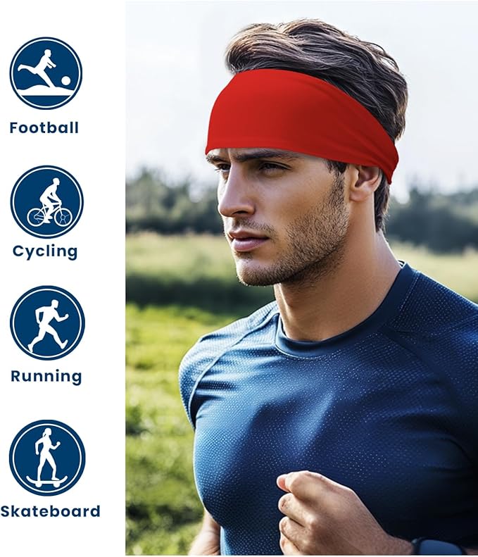 Headband for Men & Women, Sweat Wicking Sports Sweatband Headbands, Workout Running Training Yoga Basketball Hairband