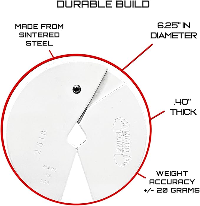 Micro Gainz Dumbbell Fractional 2.5 lb Weight Plate, Ideal for Micro Loading, (Choose Color) 4 Piece Fractional Weight Plates, Designed for Dumbbell Training, Made In USA