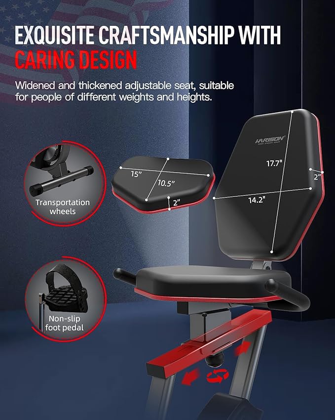 HARISON Pro Recumbent Exercise Bike 400 lbs Capacity, Magnetic Recumbent bike for Adult and Seniors, Recumbent Stationary bike for Home with Smart Bluetooth App, 2 in 1 LCD Monitor and Tablet Holder