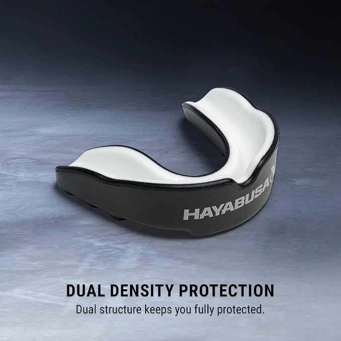 Hayabusa Combat Sports Mouth Guard Youth, Kids and Adult Sizes Comes with Case - Black/White, Youth