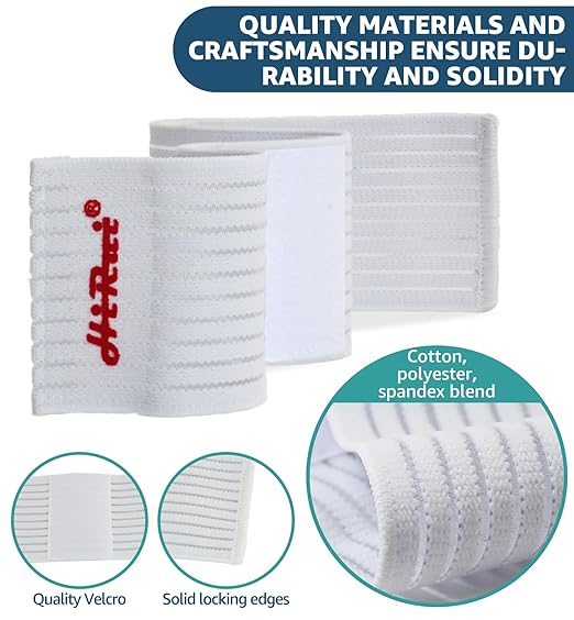 HiRui 2-Pack High-Elastic Wrist Support Straps Wrist Compression Bandage - Wrist Wraps Wristbands for Carpal Tunnel Arthritis Tendonitis Weightlifting Tennis Basketball - Breathable Soft (White)