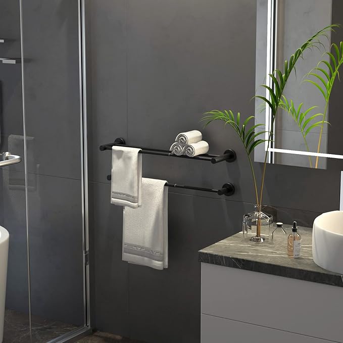 Adjustable 16 to 27.6 Inch Double Towel Bar SUS304 Stainless 1" Diameter