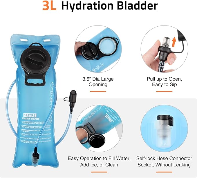 22L Tactical Hydration Backpack with 3L Water Bladder, Lightweight Molle Water Bag for Men Women, Hiking Hydration Pack for Cycling Running Biking Hunting, Daypack with Waist Pocket, Camo