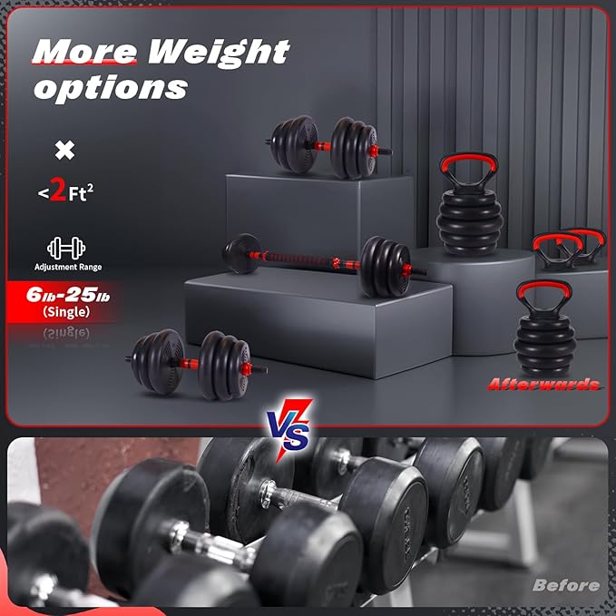 Adjustable Dumbbells, 10/25/35/55/70/90lbs Free Weight Set with Connector