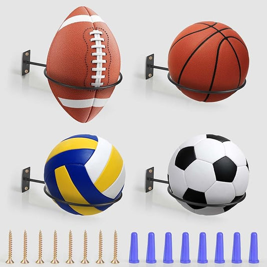 4Pcs Football and Basketball Holder Wall Mount Metal