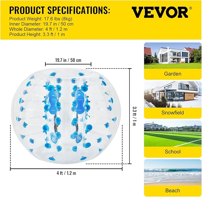 Happybuy Inflatable Bumper Ball 4 FT / 1.2M Diameter 5 Min,