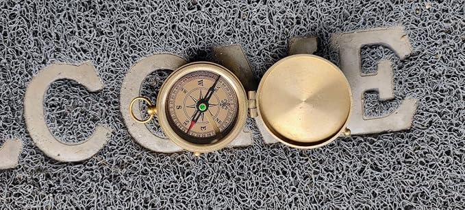 3"" Antique Brass Pocket Compass Navigational Collectible Push 1857 Compass