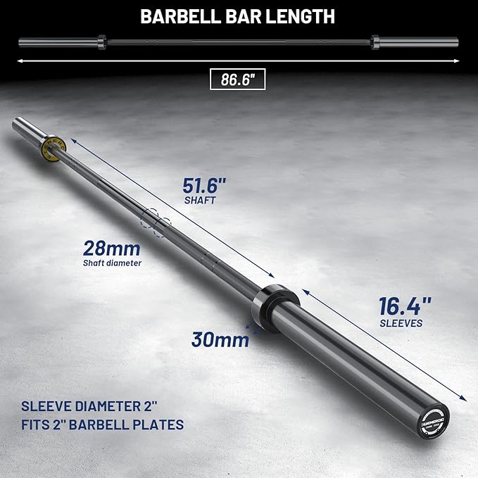 7ft Olympic Barbell Bar 45LB Load 1500-lbs Capacity Available 2" Olympic