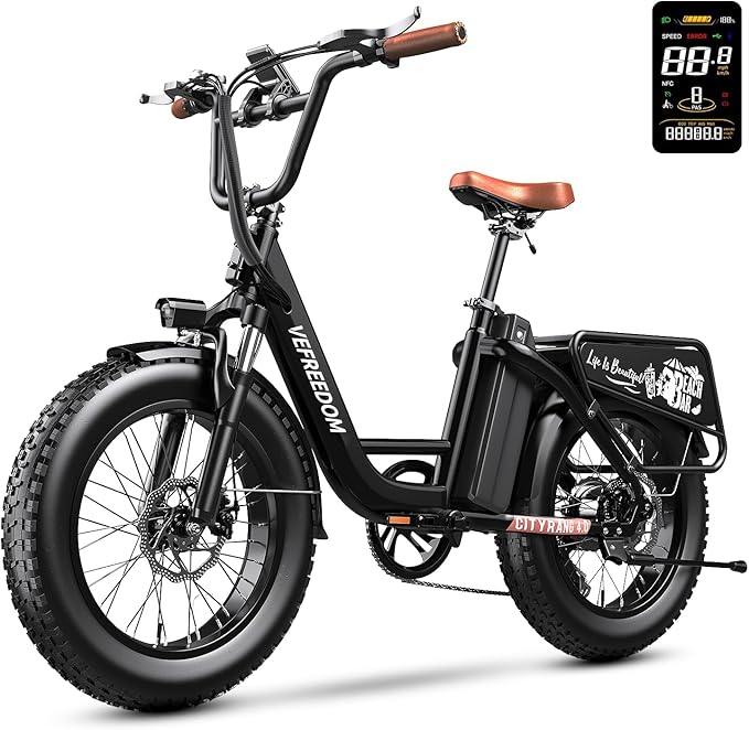 1500W Peak Motor Electric Bike for Adults Up to 80 Miles 30MPH Dirt Ebike 20" x 4 Fat Tire 48V 20Ah Removable Battery Mountain E Bike Commuter Full Suspension Bicycles for Men Women