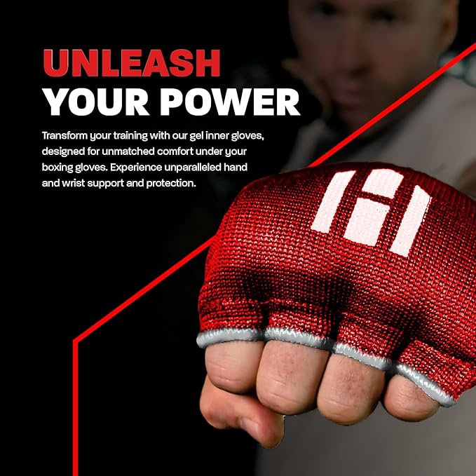 Hawk Padded Inner Gloves Training Gel Elastic Hand Wraps for Boxing Gloves Quick Wraps Men & Women Kickboxing Muay Thai MMA Bandages Fist Knuckle Wrist Wrap Protector Handwraps (Pair)