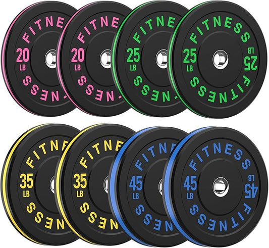 2 Inch Bumper Plates，10-500lbs，Barbell Rubber Olympic Weight Plates Set for Home Gym, Strength Training & Weight Lifting, Multiple Options Colors