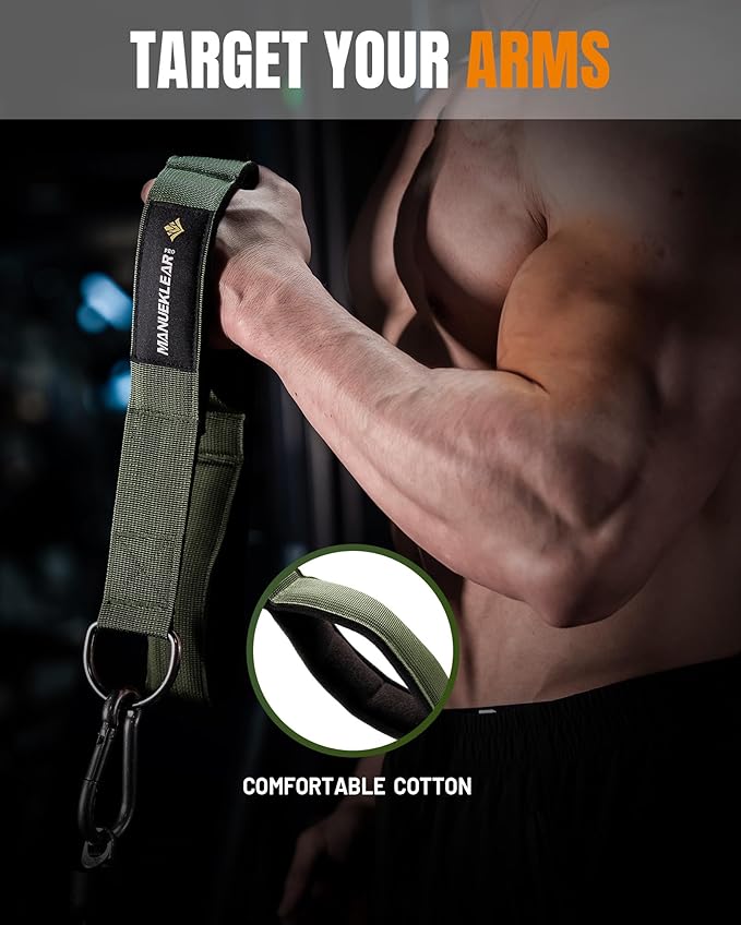 MANUEKLEAR Tricep Rope Cable Attachment Handles, Greater Range of Motion, Tricep Pull Down Rope for Push Downs, Crunches, Facepulls for Professional Gym