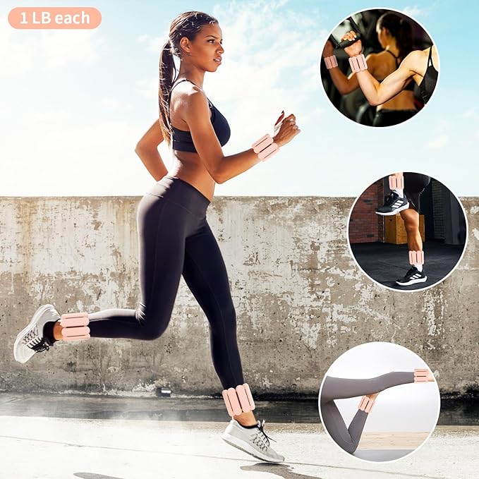 Adjustable Ankle Weights for Women Men Running,1 Pair (1Lbs Each)