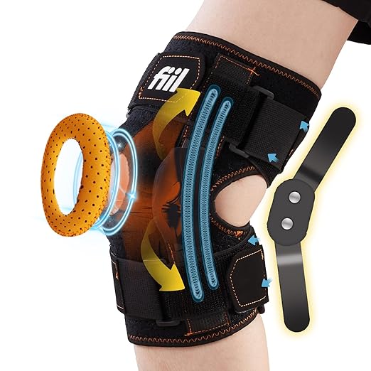Hinged Knee Brace For Meniscus Tear - Adjustable Knee Support for Knee Pain Removable Side Knee Stabilizers and Gel Pads Effective Relief Arthritis Tendinitis Pain For Men and Women