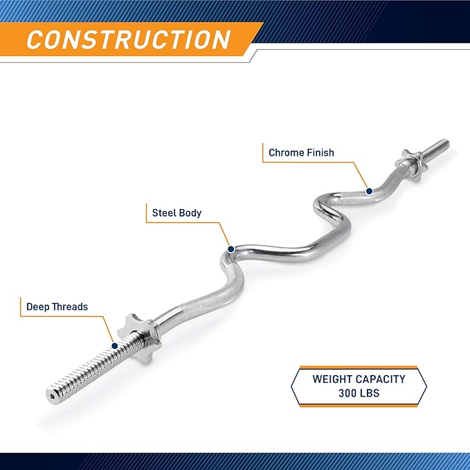 Marcy 1 inch Standard Curl Bar with Spin-Lock