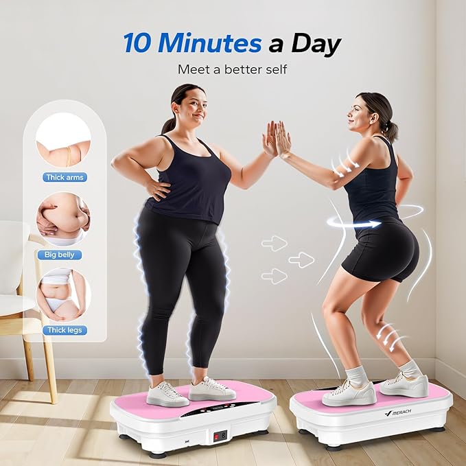 MERACH Vibration Plate Exercise Machine, Vibration Plate with Bluetooth and LED Display, Vibrating Plate Exercise Machine for Women Men, Workout Equipment for Home