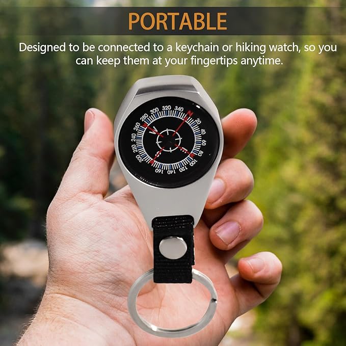 2 Pieces Keychain Compass for Outdoor Orienteering Camping