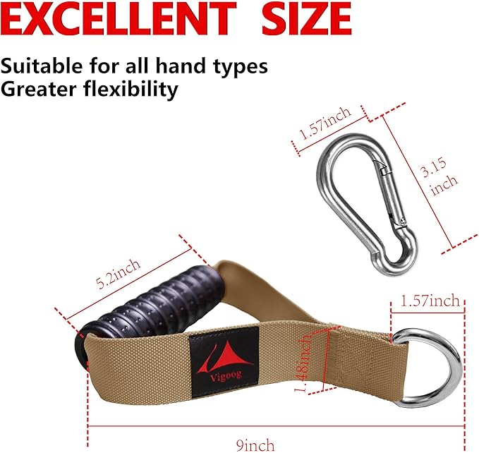 Heavy Duty Gym Exercise Handles Attachment for Cable Machine,Resistance Band,Pulley System Home Fitness Workout Equipment, with Elastic Rubber Grip and 2 Large Carabiners