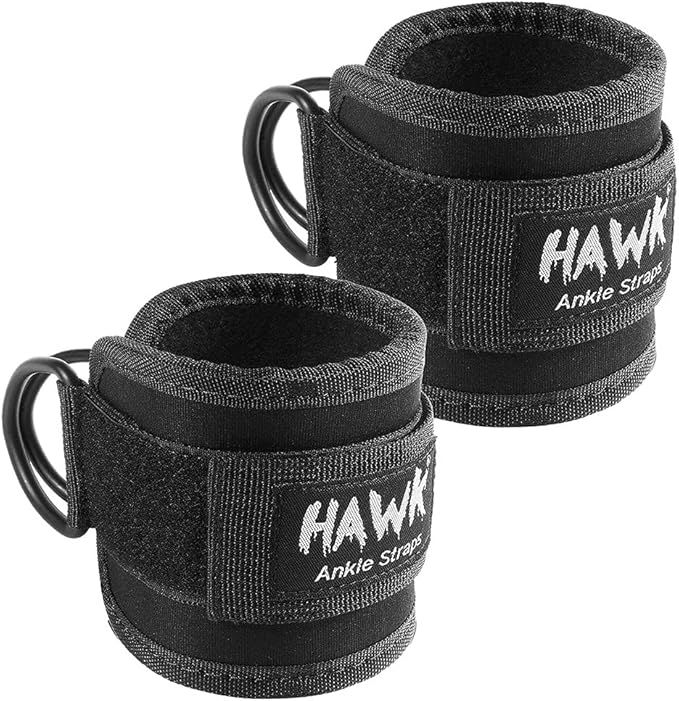 Hawk Sports Ankle Straps for Cable Machines for Enhanced Booty, Glute, Leg & Other Lower Body Workouts, Strong and Portable Glute Kickback Ankle Strap (Pair) for Safely Weightlifting an Extra 220 lbs.