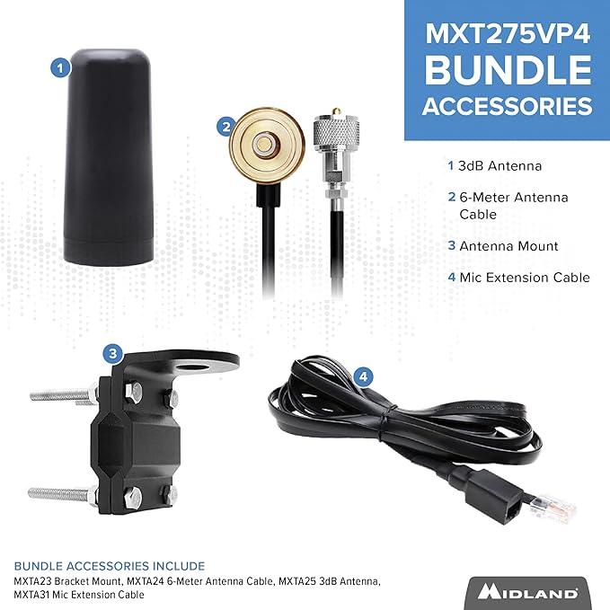 Midland – MXT275VP4-15 Watt GMRS MicroMobile® Two-Way Radio 3dB gain