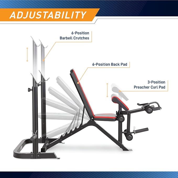Marcy Adjustable Olympic Weight Bench with Leg Developer MKB-979