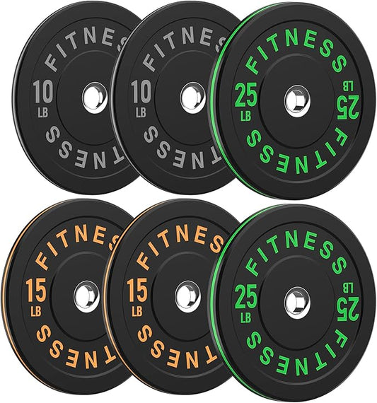 2 Inch Bumper Plates，10-500lbs，Barbell Rubber Olympic Weight Plates Set for Home Gym, Strength Training & Weight Lifting, Multiple Options Colors