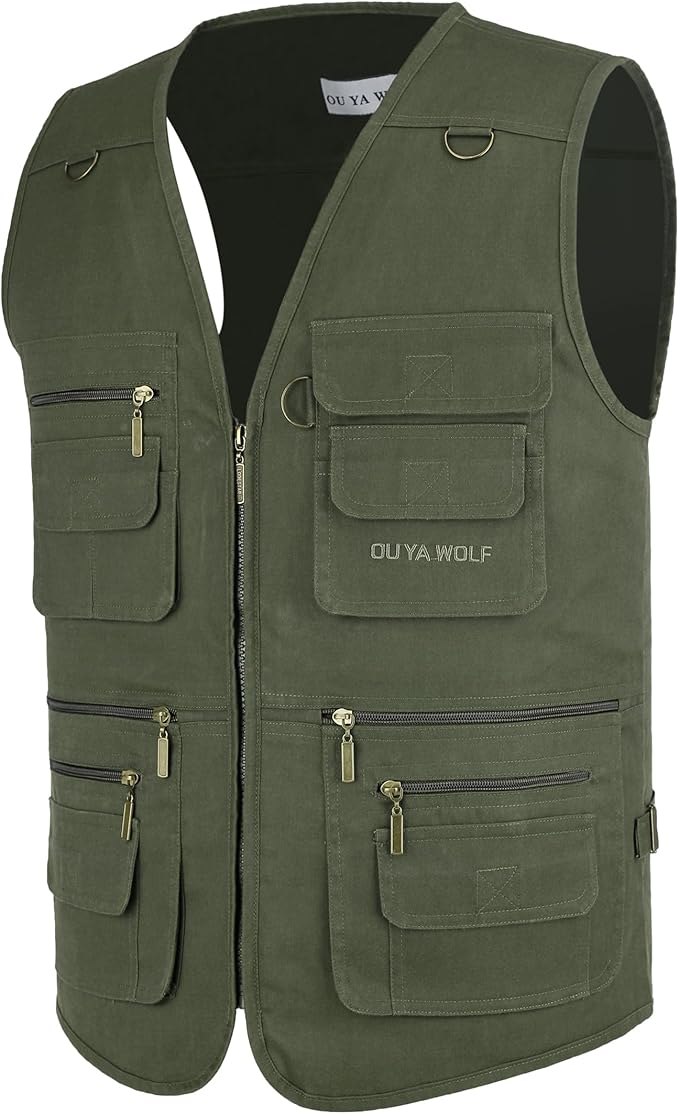 Men's Utility Work Hunting Travel Fishing Multi-Pockets Outdoor Vests