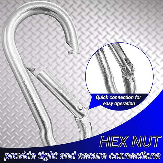 200Pcs 2.36" Heavy Duty Snap Hook Carabiners - M6 Galvanized Steel Quick Links for Keys, Hammocks, Swings, Outdoor Gear - Camping, Hiking, Fishing (Sliver)